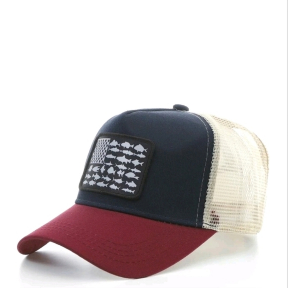 Unisex Mesh Fisherman Hat Red and blue